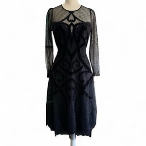 BCBGMAXAZRIA Velvet Appliqué Dress midi dress (size 12) 247